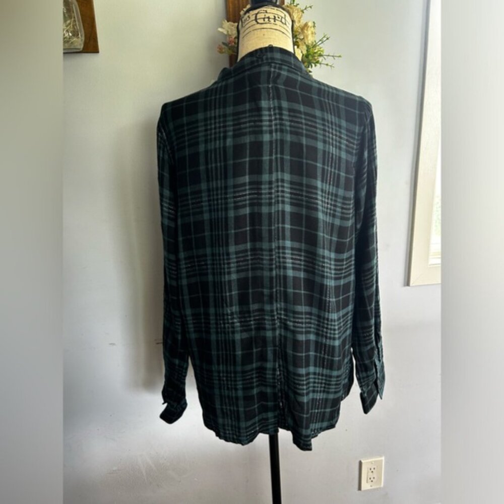 Thread And Supply Button Down Blouse Plaid Metall… - image 4